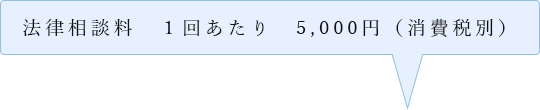 法律相談料１時間ごとに5,000円＋税